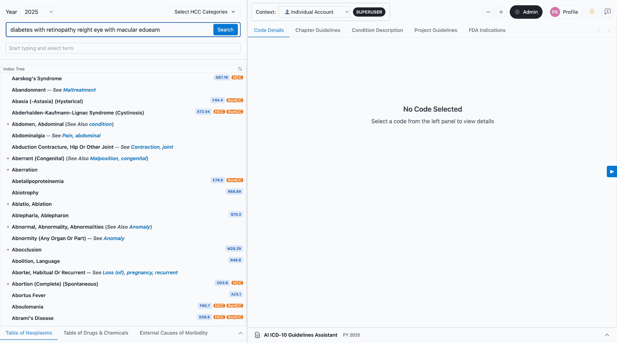 ICD-10 Coding Pro fuzzy code search demo